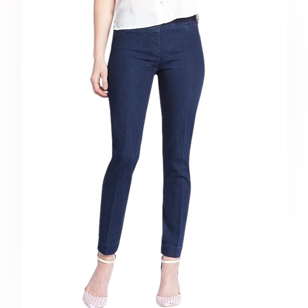 Multiples Slim-Sation Denim Tummy Control Mid-Rise Straight Ankle Crop Blue Jean